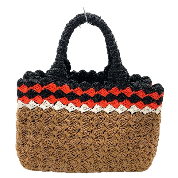 Prada Canapa Raffia Straw Tricolor Handbag W/Dustbag - Picture 2 of 16